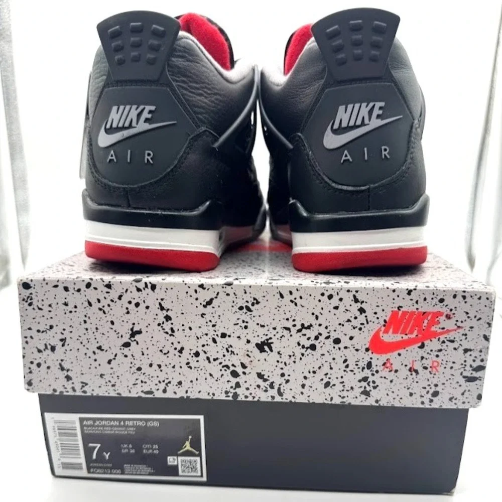 Nike Air Jordan 4 Retro GS Bred Reimagined Black Red 2024 7Y US 7Y w/ Box